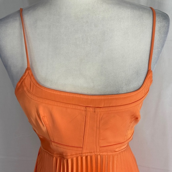 HOUSE OF HARLOW 1960 ORANGE PLEATED CUTOUT DRESS SIZE S - Picture 4 of 9